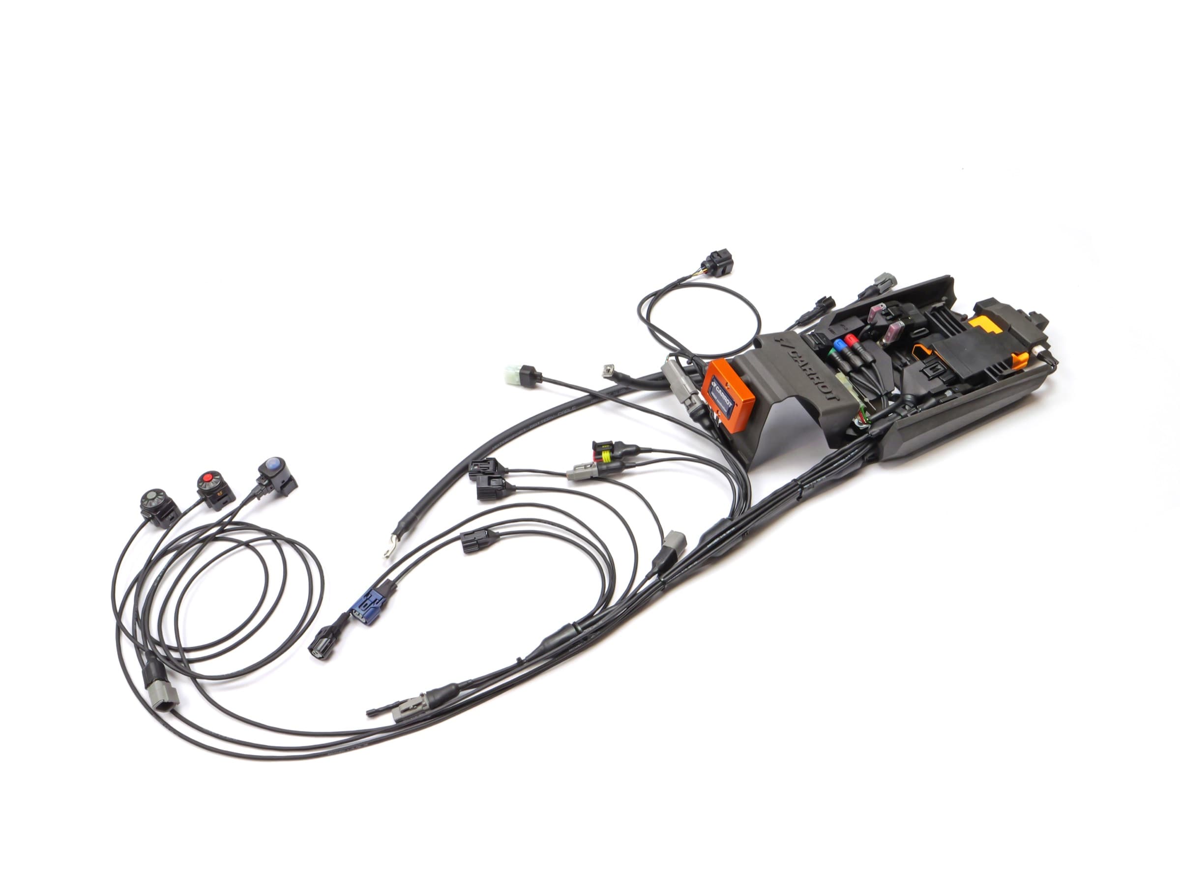 Carrot MX Bracket Wiring Loom — A plug-and-play MX harness, sealed against the worst a motocross bike can throw at it.
