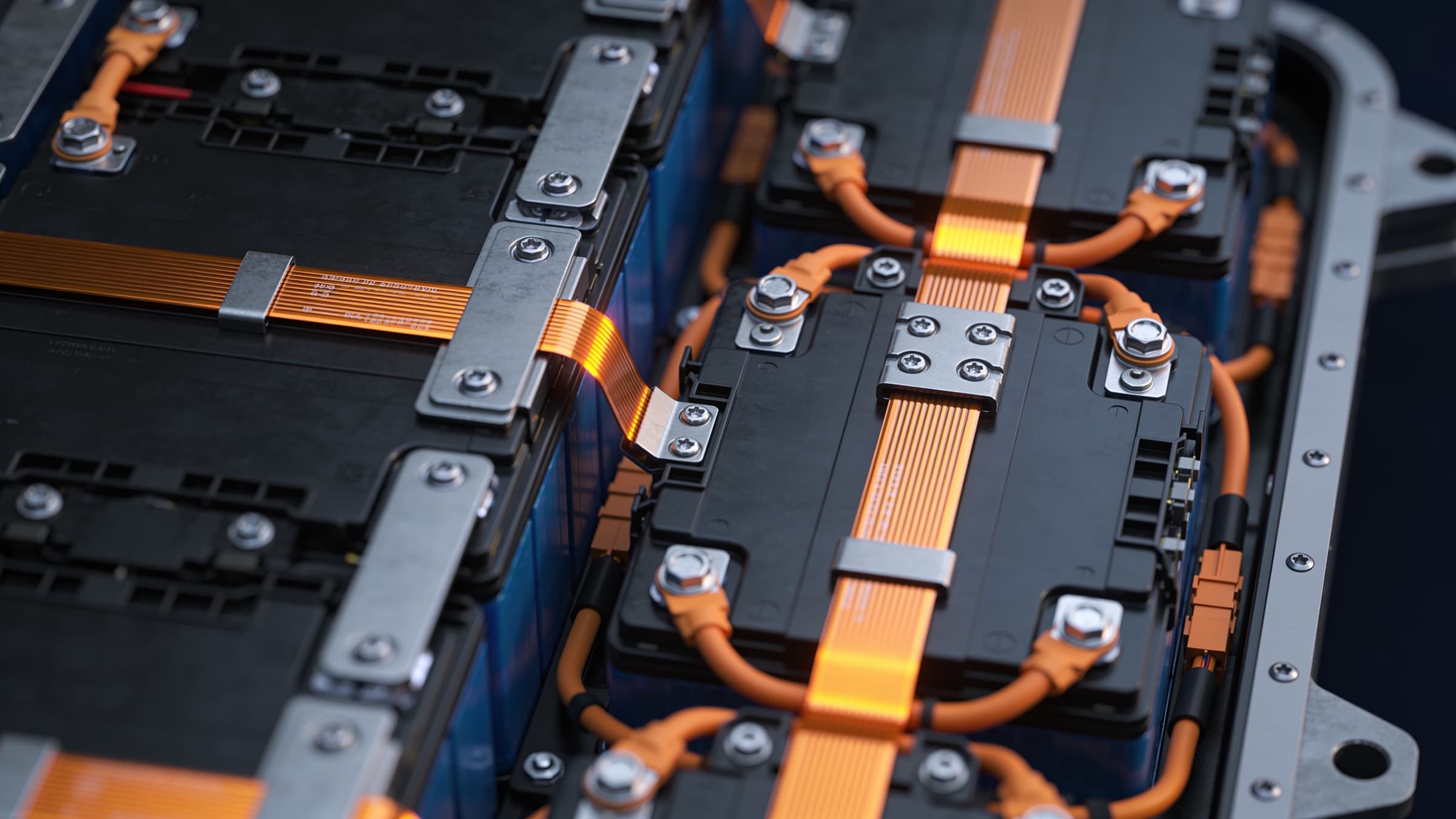 High-voltage interconnects engineered between battery modules: precision wiring for electrification.
